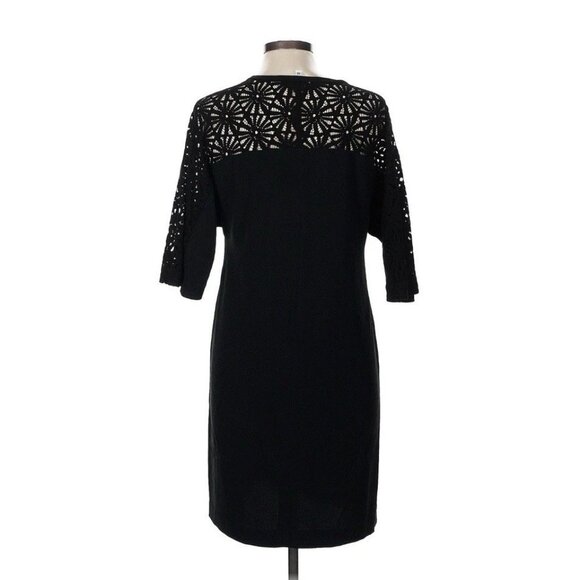 Trina Turk 198304 Vitner Sunburst Lace V Neck Shift Dress Medium Black - Picture 2 of 6